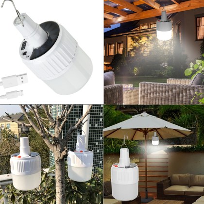Ηλιακή επαναφορτιζόμενη λάμπα 30W led με γάντζο
